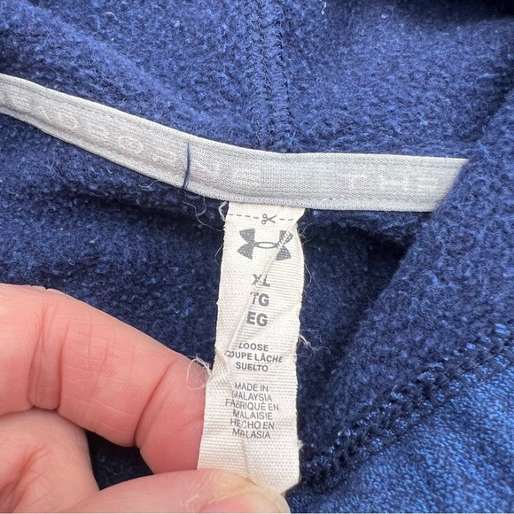 Under‎ Armour UA Hoodie Women’s XL Blue Threadborne Sweatshirt Zip Pkts Pullover - Picture 4 of 5